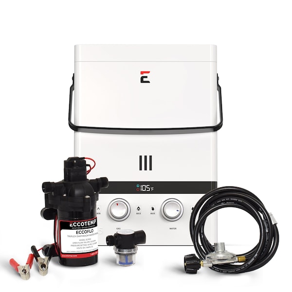 Eccotemp Luxe 1.5 GPM Outdoor Portable Tankless Water Heater w/ EccoFlo 12V Pump and Strainer EL5-PS - main